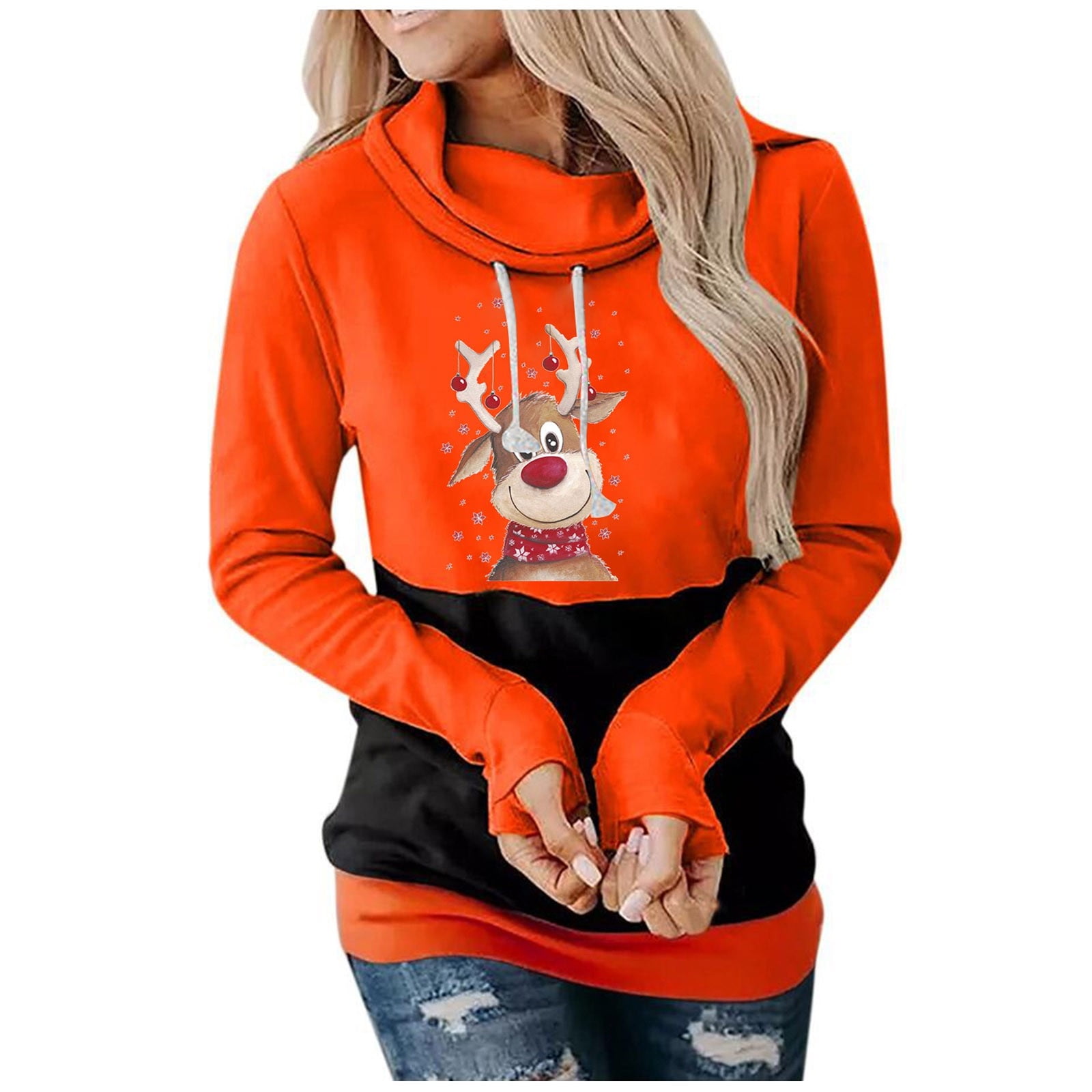 jovati Womens Christmas Sweaters Cute Womens Christmas Graphic Hoodies  Pullover Cowl Neck Long Sleeve Hooded Sweatshirts Casual Funny Cute Pumpkin  Sweaters Tops | Walmart Canada