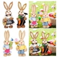 thumbnail image 1 of 4x de artificiales Artesanía Accesorios para fotografía Arte Animal Paja de piezaza Conejo de Pascua Decoración para jardín Escritorio perfecl Conejo de Pascua de paja, 1 of 8