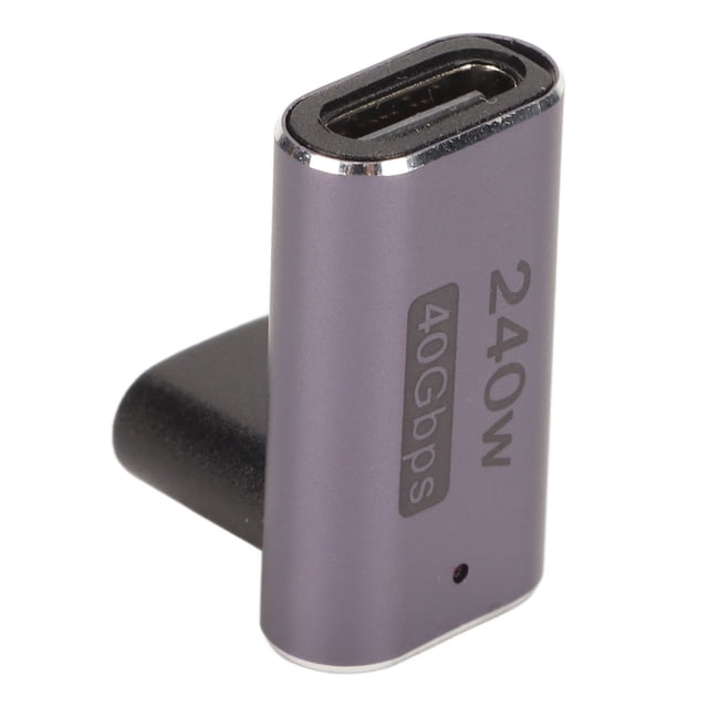 Adaptador tipo C USB4.0 HD 8K 40Gbps PD240W Carga rápida Carcasa de aluminio Adaptador portátil tipo C a tipo C para teléfono celular hembra a hembra, ángulo recto