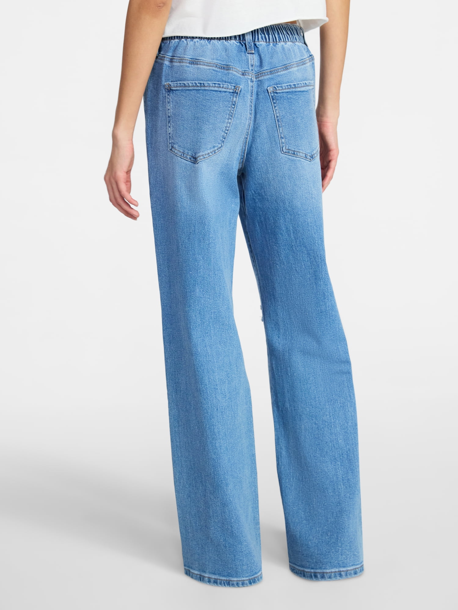 No Boundaries High Rise Baggy Wide Leg Jeans, 32'' Inseam, Women’s and Women's Plus XXS-4X
