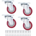 thumbnail image 1 of Finnhomy Roulettes Pivotantes de 3 Pouces Ensemble de 4 Roulettes en Polyuréthane Premium Charge en PU 2.200 Lbs Anti-Usure Roulettes Lisses Rouges (Vises Gratuites), 1 of 1