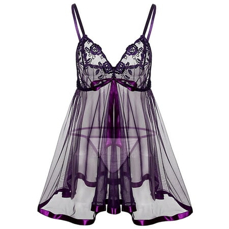 

Intimates Women s Fashion Lace Pajamas Sexy Seductive Suspender Nightdress Cotton Dress for Women Casual Purple