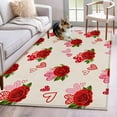 thumbnail image 2 of Valentine's Day Washable Area Rug 4 x 6 ft Romantic Red Rose Floral Pink Red Love Heart, Soft Non Slip Rugs Stain Repellent Indoor Felt Carpet for Living Dining Room Bedroom Home Office, 2 of 9