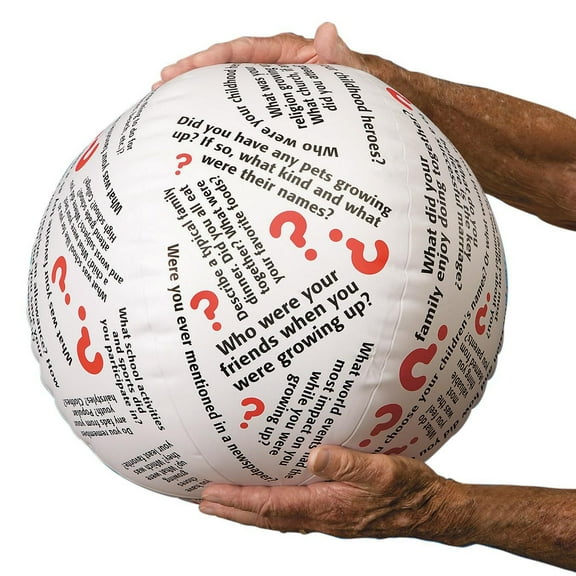 S&S Worldwide Toss 'n Talk-About Family History Ball. Beach Ball Style Ball, 24" Flat Diameter. Printed with Instructions or Questions to Encourage Social Interaction, Reminiscing about Families.