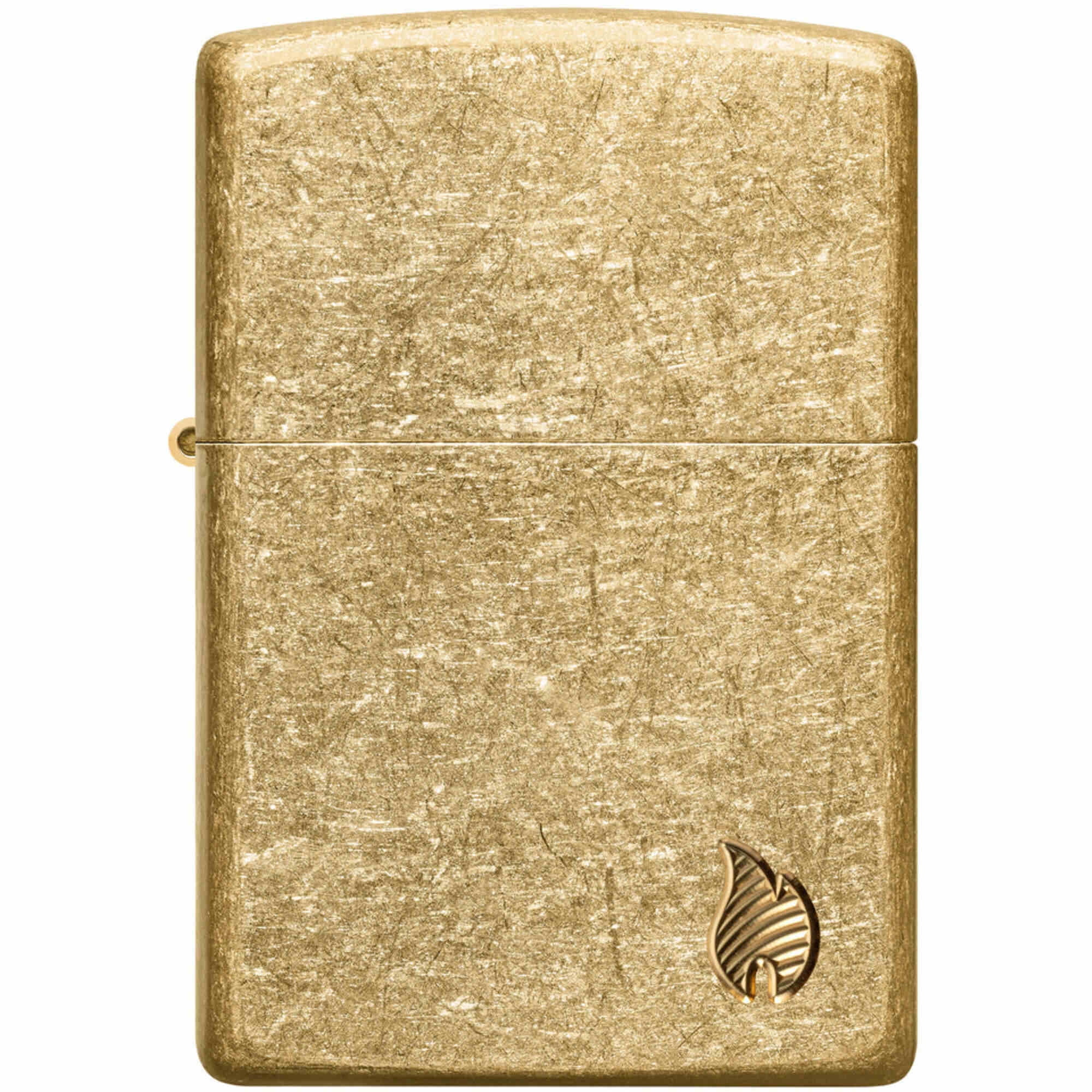 Zippo 46398 Armor Tumbled Brass Flame Design Pocket Lighter