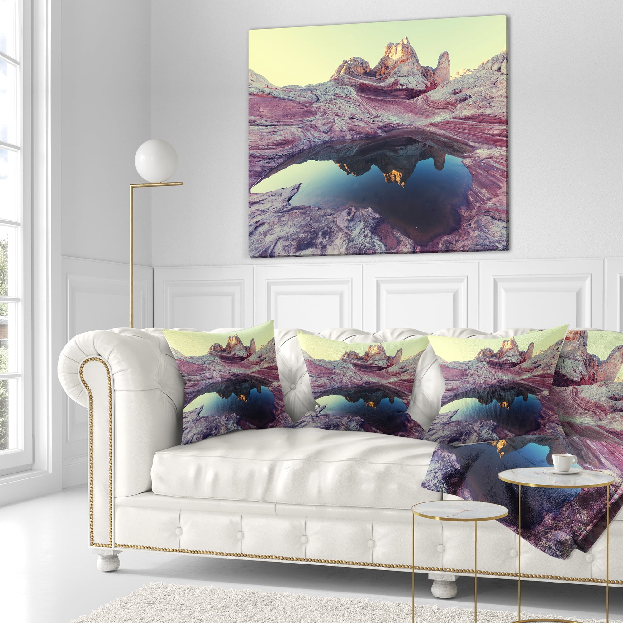 Designart Purple Tinged Vermilion Cliffs - Landscape Printed Throw Pillow - 16x16