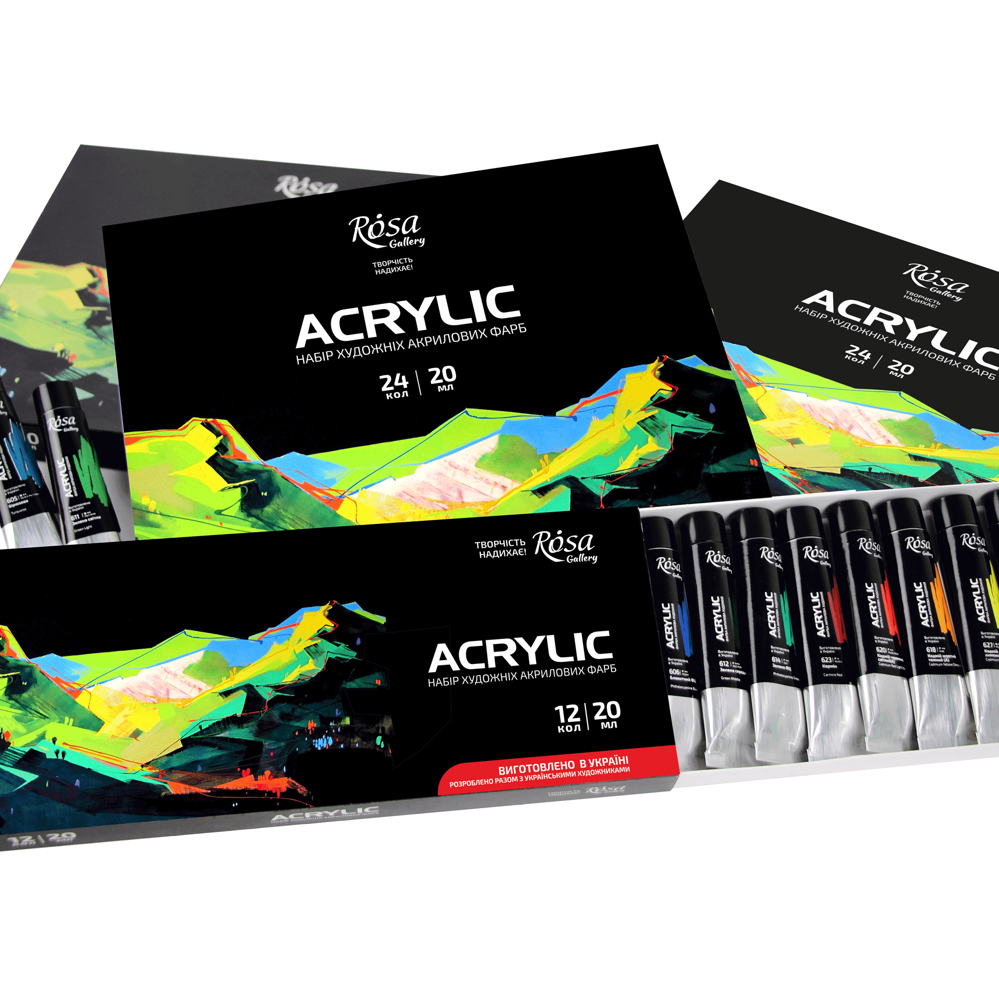 Acrylic paint set 24*20 ml/0.68 oz, ROSA Gallery