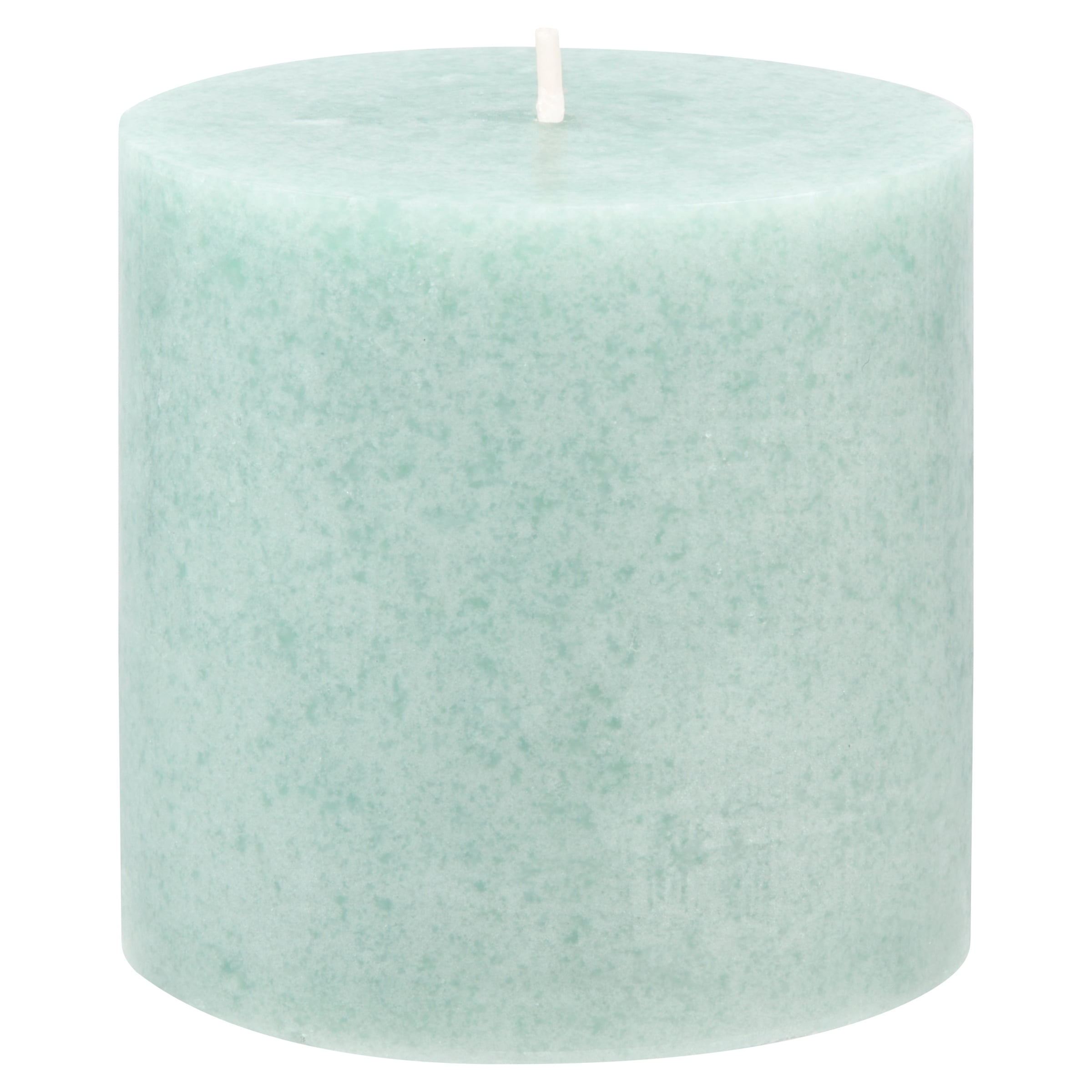 Mainstays Unscented Decorative Mottled Pillar Candles, 3x3inch tall, Green Mottled Color