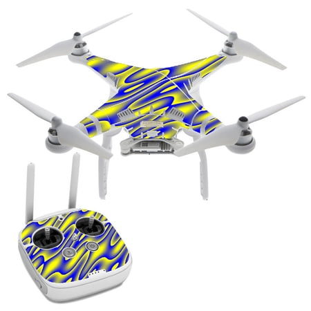 Skin Decal For Dji Phantom 3 Professional Drone / Neon Blue Yellow Trippy