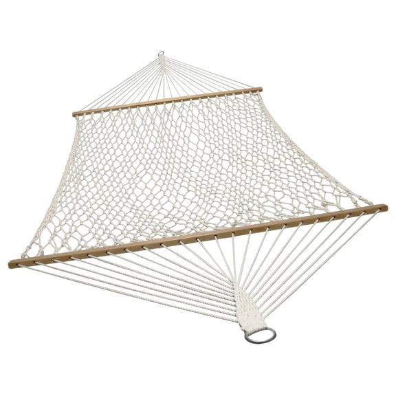 Gexandy Cotton Rope Double Hammock with Spreader Bars - 450 Pound Capacity - Cream
