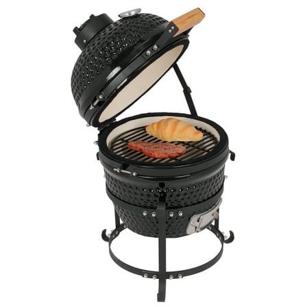 13in Round Ceramic Charcoal Grill Black