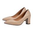 thumbnail image 4 of Xucatan Women's Pointed Toe Block Heel Pumps, Chunky High Heel Dress Shoes with Cushioned Insole, Faux Leather Comfortable Work Flats, Versatile Solid Color Design for Office Daily Gift, 4 of 8