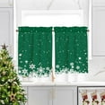 thumbnail image 2 of Christmas Kitchen Curtain 2 Panels Set, Green Xmas Snowflakes Velvet Curtain for Kitchen Window, Winter Treatment Rod Pocket Thermal Insulated Room Darkening Curtains, 26x36 Inch, 2 of 6