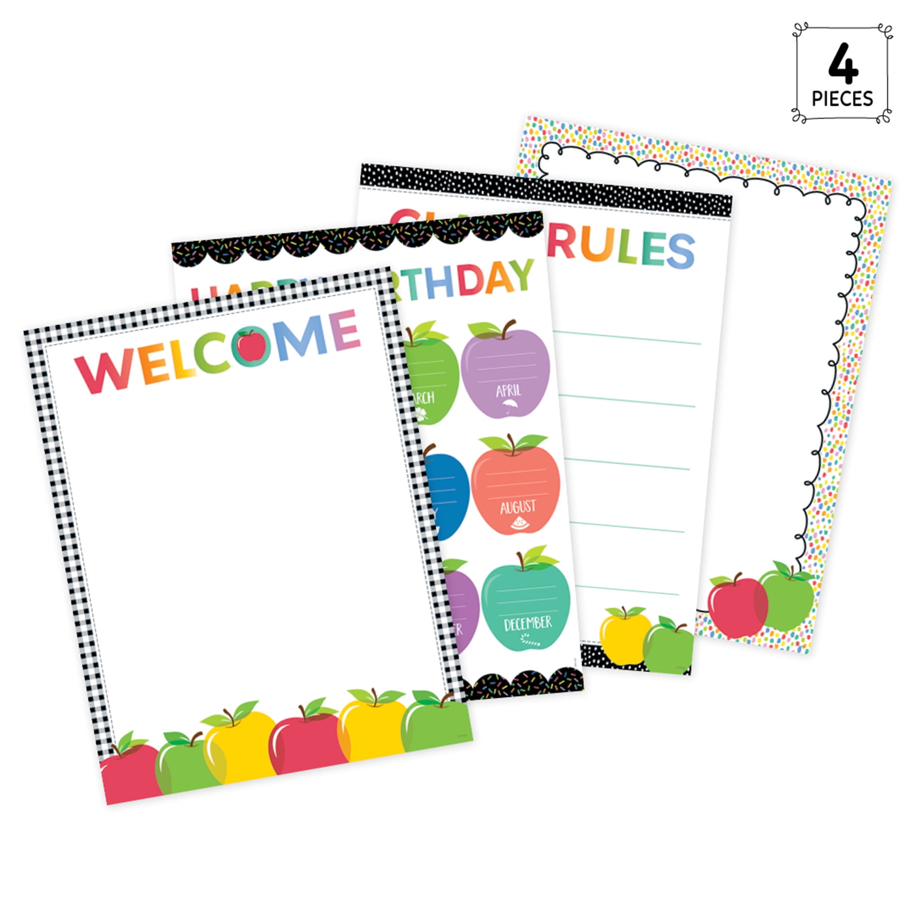 Creative Teaching Press Apple Time Classroom Essentials 4-Chart Pack, 17" x 22"