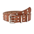 thumbnail image 3 of Fashion Stylish Double Buckle Casual Hollow Out Belt for Everyday Wear Belts for Men Formal Click Comfort Cowboy Belt Mens Belt without Holes Click Belt Leather for Men Big Tall Leather Belt, 3 of 3