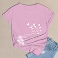 thumbnail image 5 of Women's Short Sleeve T-shirt Women'S Spring Round Neck Dandelion Printed Loose Casual Short Sleeved T Shirt,Pink Women's Short sleeve T-shirt S, 5 of 5