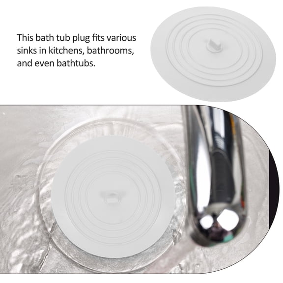ELAYARD White Rubber Bath Tub Drain with Tight Seal, Versatile Bathroom Plug for Bathtubs and Sinks