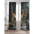 thumbnail image 2 of Sheer Curtains 108 Inches Long 2 Panels Set for Living Room, Forest Deer Semi Sheer Curtains for Windows, Farmhouse River Vintage Elk Voile Window Treatments Rod Pocket Curtain, 2 of 7