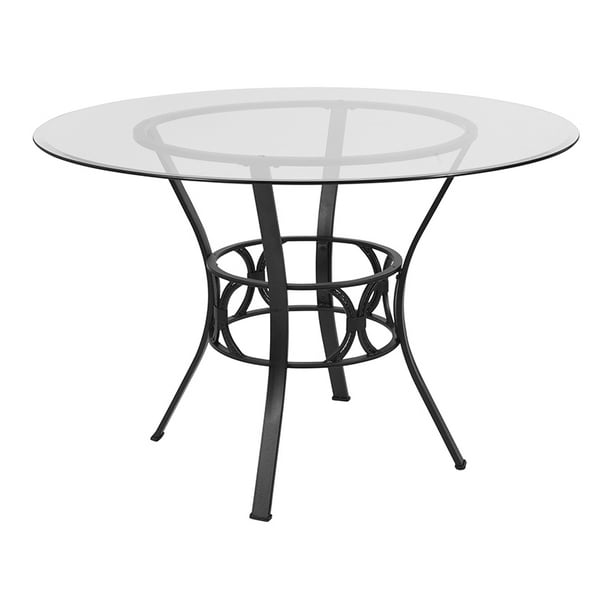 Flash Furniture Carlisle 45'' Round Glass Dining Table with Black Metal