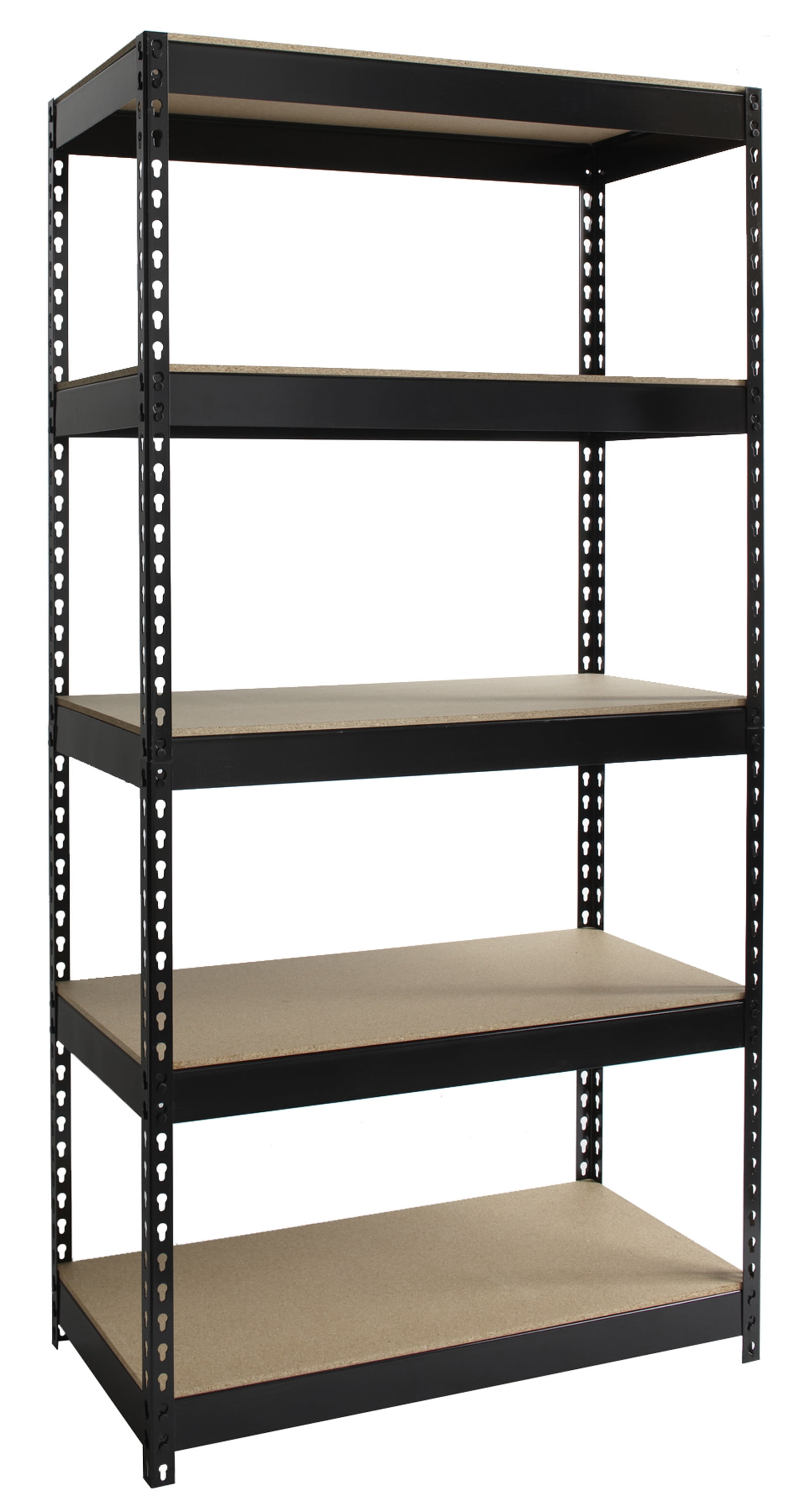 Iron Horse 3800 Riveted Steel Shelving 5-Shelf Unit, 18D x 36W x 72H, Black
