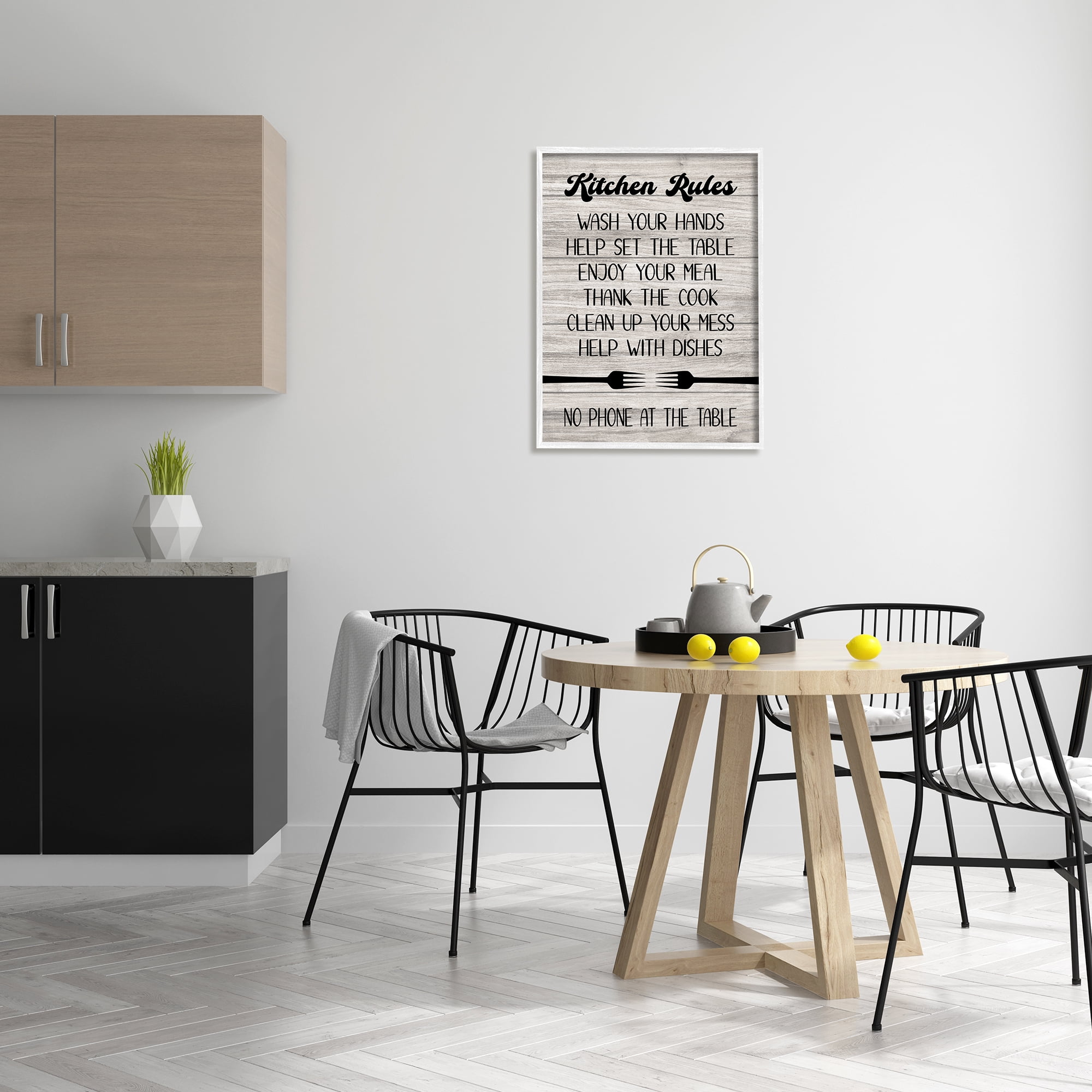 Stupell Industries Rustic Kitchen Rules Food & Beverage Painting White Framed Art Print Wall Art, 24 x 30