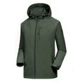 thumbnail image 2 of Veste de Pluie Imperméable pour Hommes, Légère, avec Capuche et Fermeture Éclair, Manteau de Randonnée, TG, Vert Armée, 2 of 8