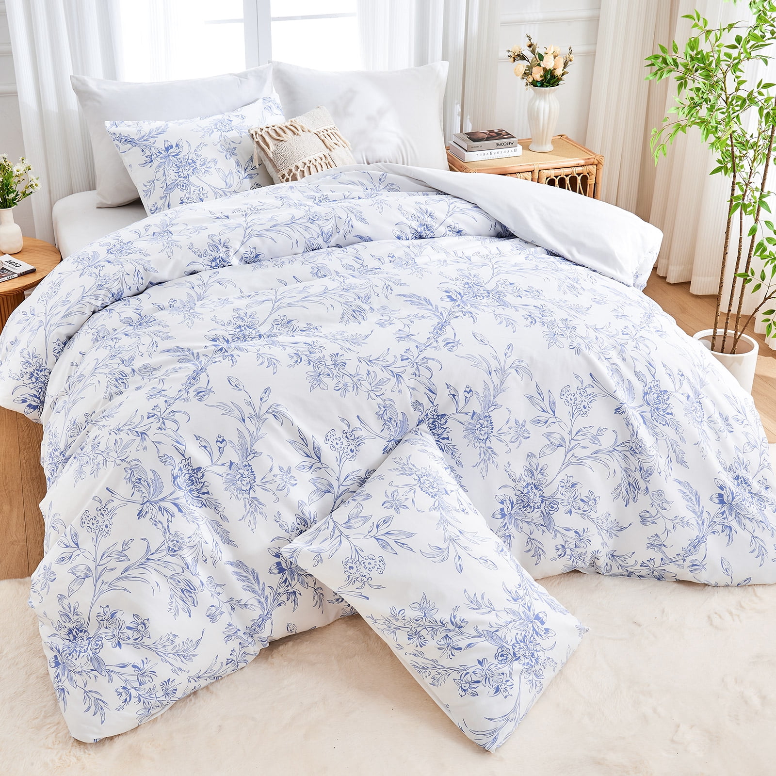 Hitime King Duvet Cover Set, Soft & Breathable Microfiber 3 Pieces King Bedding Sets, Pattern King Comfy Duvet Cover Set, with Zipper Closure (King)