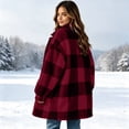 thumbnail image 6 of Womens Fleece Jacket Button Down Plaid Flannel Outerwear with Pockets Collar Warm Coat for Winter Weekend Wear Casual Fall Winter Outerwear, 6 of 9