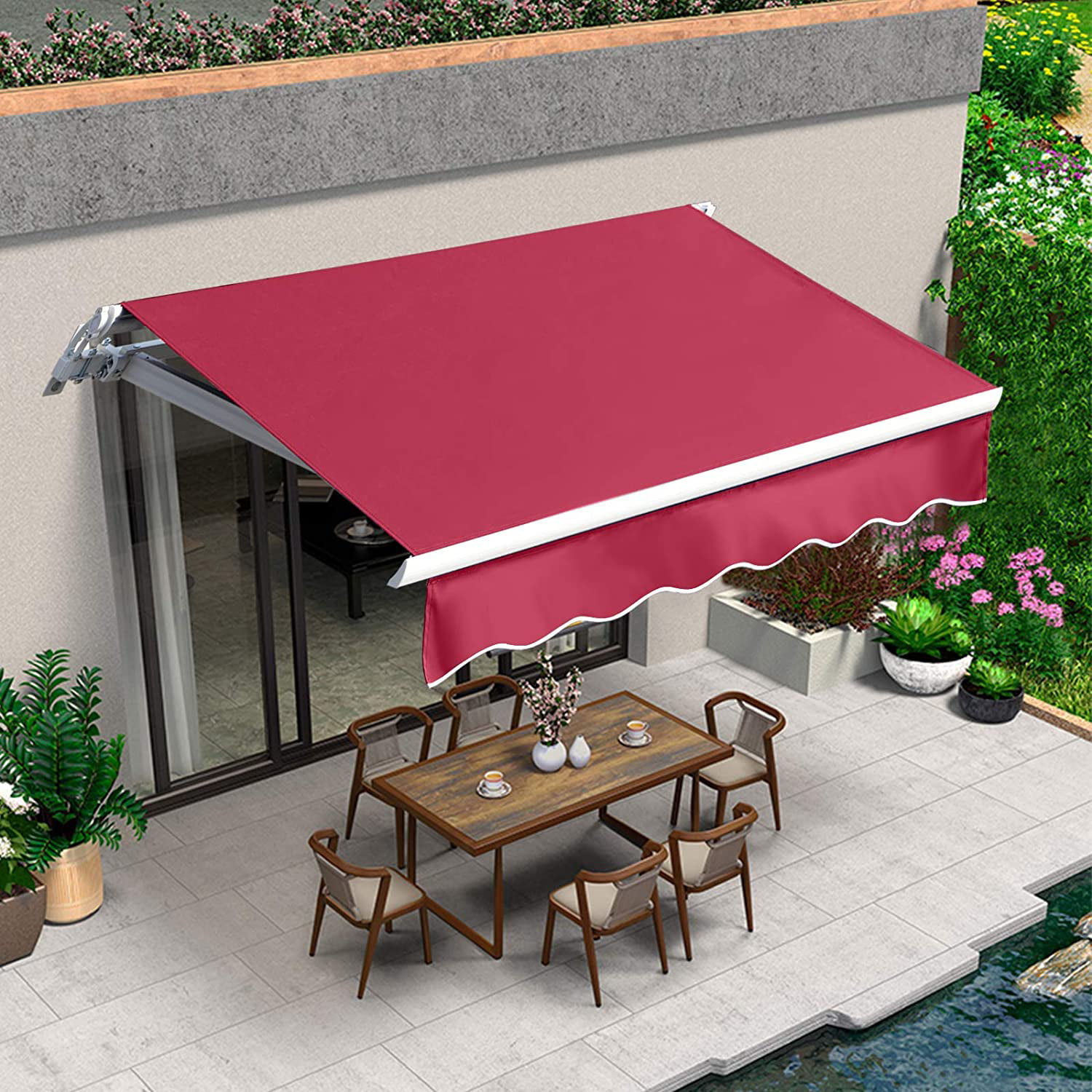 8× 6.5 Retractable Awning Aluminum Patio Sun Shade Awning Cover w/Crank Handle 