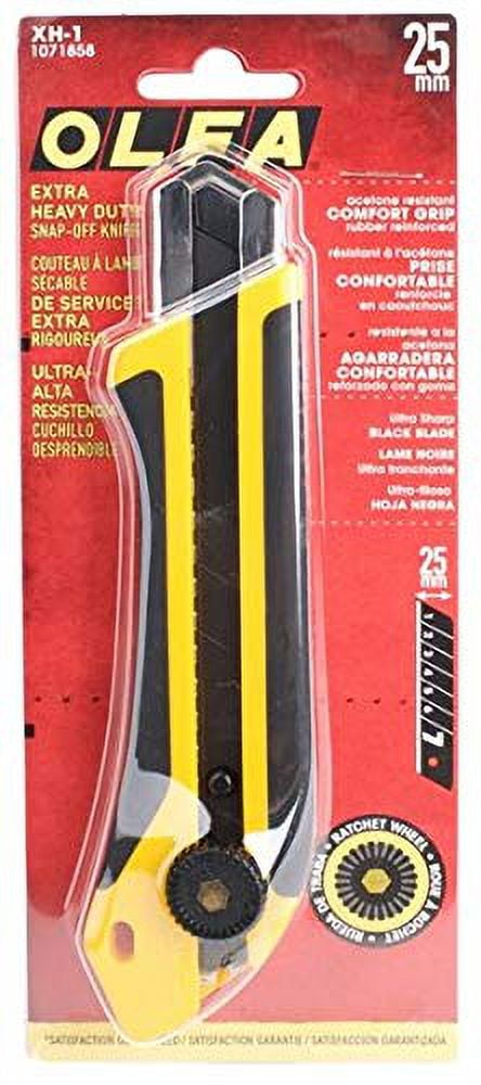 6 Pack Olfa 1071858 25mm Extra Heavy-Duty Fiberglass Rubber Grip Utility Knife (XH-1)