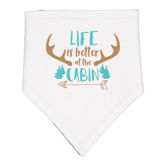 Inktastic Life is Better at the Cabin, Deer Antlers, Camping Baby Bandana Bib