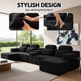 thumbnail image 5 of FFH 145.7" Modular Sectional Sofa with Double Chaise Lounge, U Shaped Cloud Couch with Cup Holders, Storage Console for Living Room, Home Theater, Corduroy Black, 5 of 9