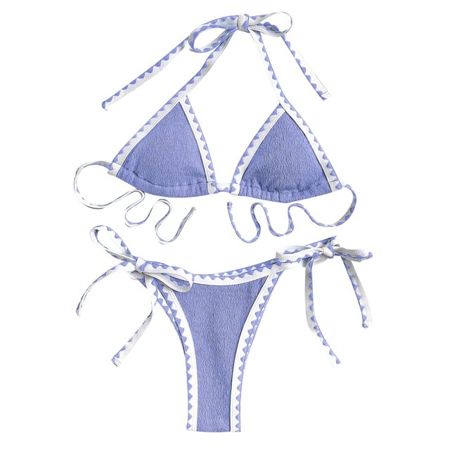 FhsagQ Swimsuit Sets for Women Plus Size Blue with Matching Robe Ladies' 2025 Summer Beach Vacation Towel Cloth Hanging Neck Strap Bikini Swimsuit Set (With Chest Mat and No Steel Bracket) Purple XL