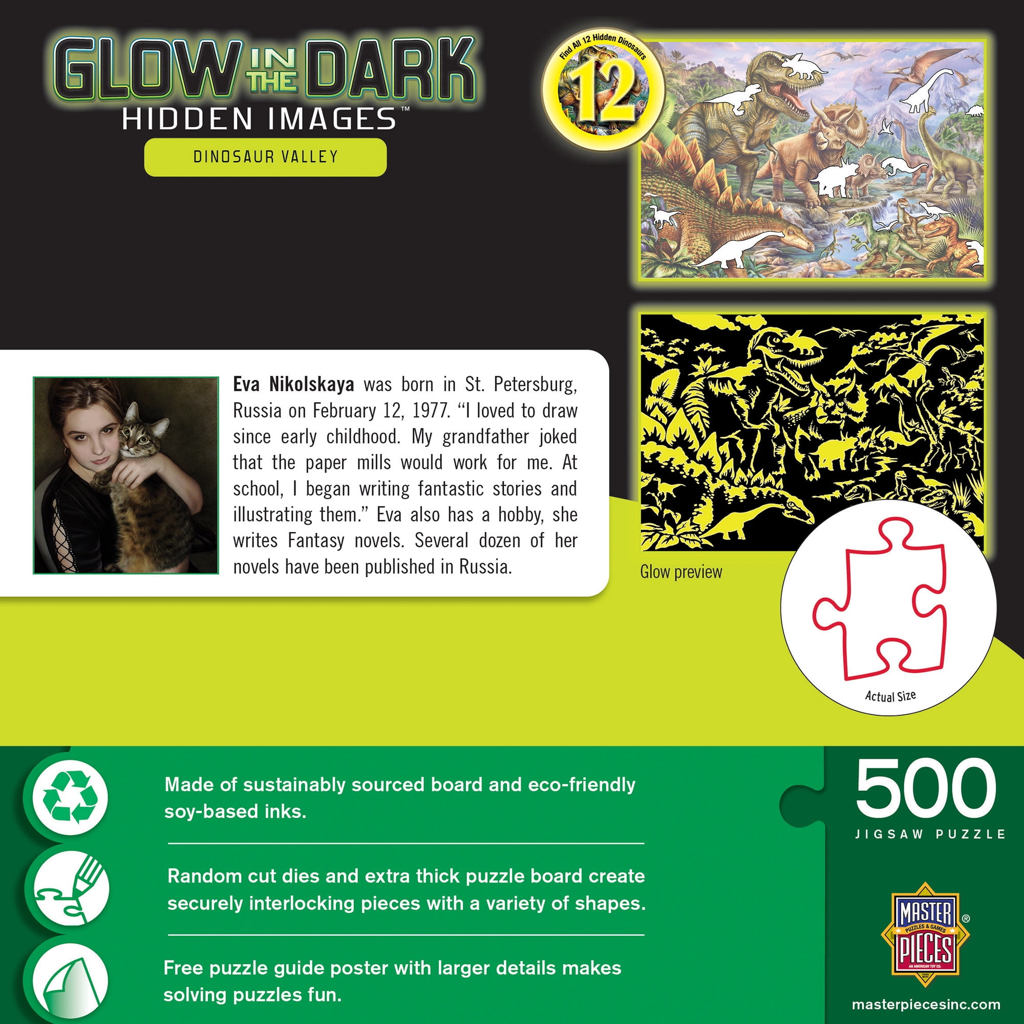Hidden Images Glow In The Dark - Dinosaur Valley 500 Piece Puzzle
