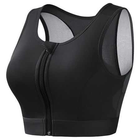 Women s Zip Front Closure Sports Bra Wirefree Push up Racerback Breathable Bras Gym Workout Yoga Bralette