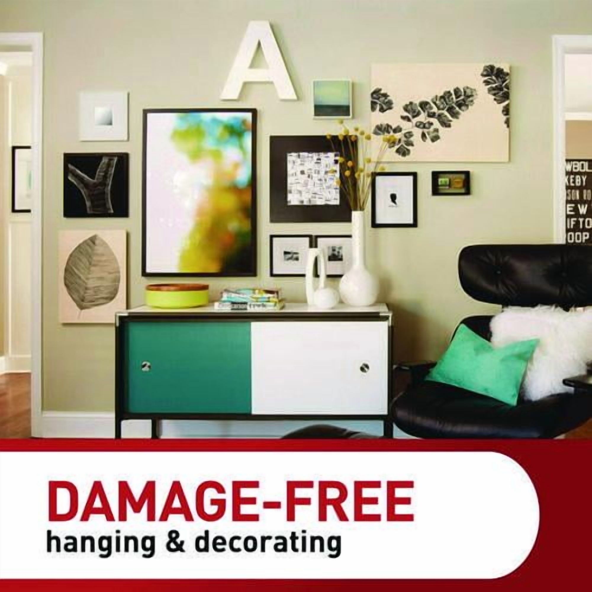 Picture Hanging Strips, X-Large, Removable, Holds up to 20 lbs per 4 Strips, Black, 4 Strip Pairs | Bundle of 5