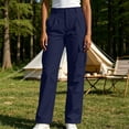 thumbnail image 4 of Neewe Women's Straight Long Pants Solid Color Elastic Waist Golf Travel Pants with Pockets Daily Outfits, 4 of 7