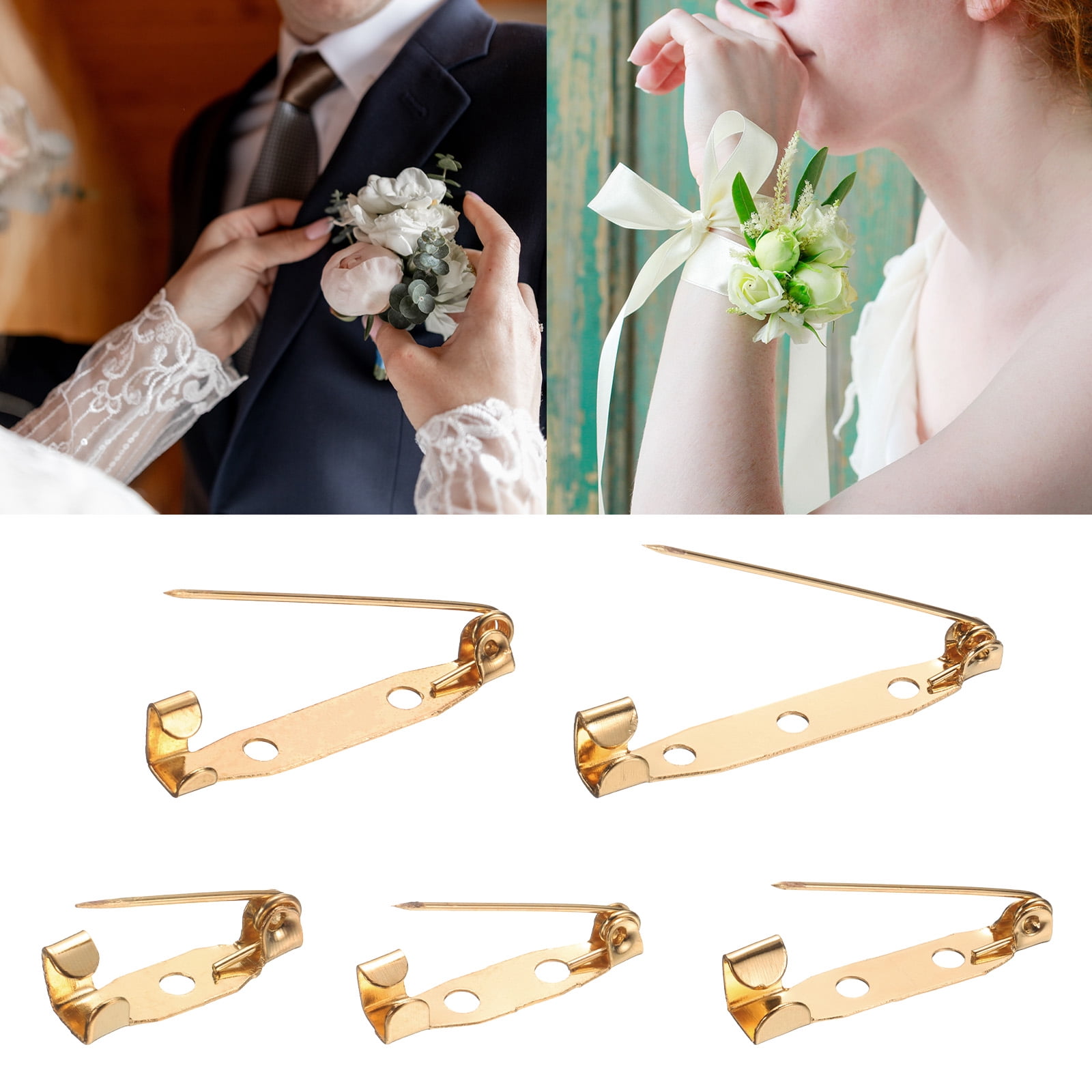 Unique Bargains Safety Bar Pin Brooch Clasp Pins for Crafting Light Gold 15mm