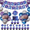 Galaxy Birthday Party Decorations for Kids Galaxy Happy Birthday Banner Outer Space Metallic Foil Balloons Planet Star Cake Toppers for Solar System Themed Birthday Party