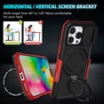 thumbnail image 6 of Dteck Magnetic Case for iPhone 16 Pro,Shockproof Silicone Case Compatible with MagSafe Slide Lens Protectio Ring Holder Kickstand Cover for iPhone 16 Pro,Black/Red, 6 of 10