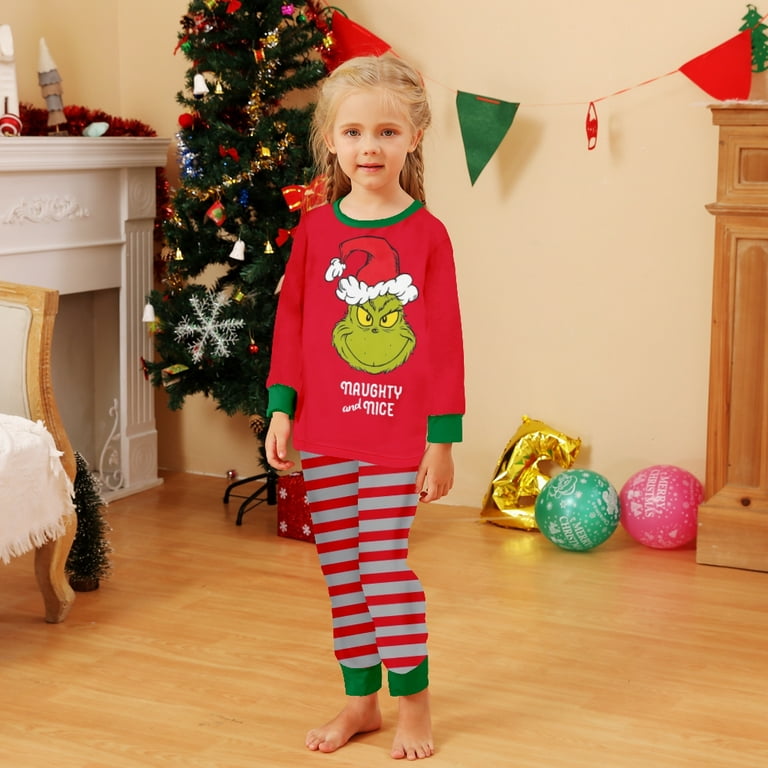 Family Matching Christmas Pajamas Sets Christmas Buffalo Plaid Stripe Print  Baby-Kids-Adult-Pet Size 2-Piece Top and Pants Bodysuits Unisex Pajamas Set  
