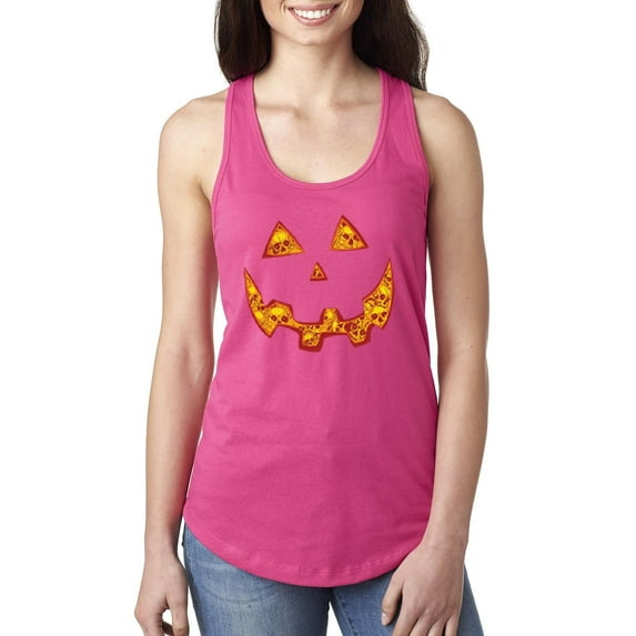 MmF - Women's Racerback Tank Top, up to Women Size 2XL - Halloween Costume Pumpkin Face