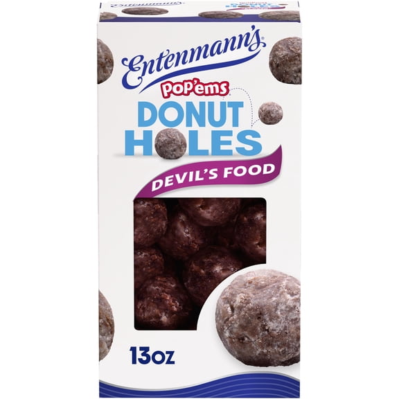 Entenmann's Pop’ems Devil's Food Glazed Donut Holes, 13 oz, Chocolate Chocolate Donuts, Box