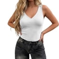 thumbnail image 4 of FUYUDY Women Slim Fit Basic Solid Color Deep V Neck Tank Tops Sleeveless Casual Stretch Soft Comfortable Summer Wear Classic Female Camisole, 4 of 8