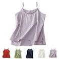 thumbnail image 4 of Lovskoo 2024 Cotton Linen Tank Tops for Women Solid Color Round Neck Sleeveless Camisole Causal Summer Tops Loose Spaghetti Strap Cami Shirts Vest White, 4 of 4