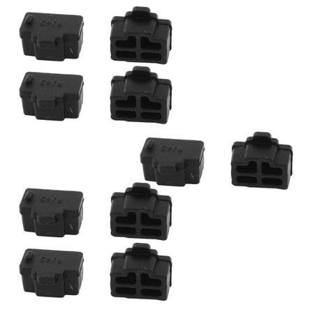 Unique Bargains Black Ethernet Port RJ45 RJ-45 Anti Dust Cover Cap Protector Plug 10Pcs
