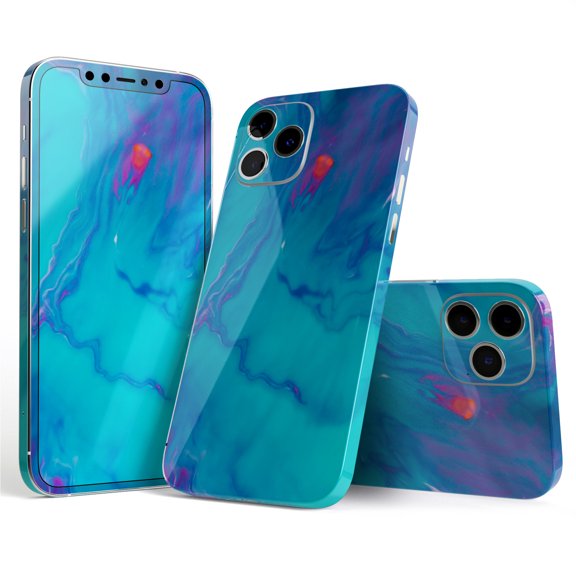 DesignSkinz Marbleized Ocean Blue Full-Body Skin Decal Wrap Cover for iPhone 16