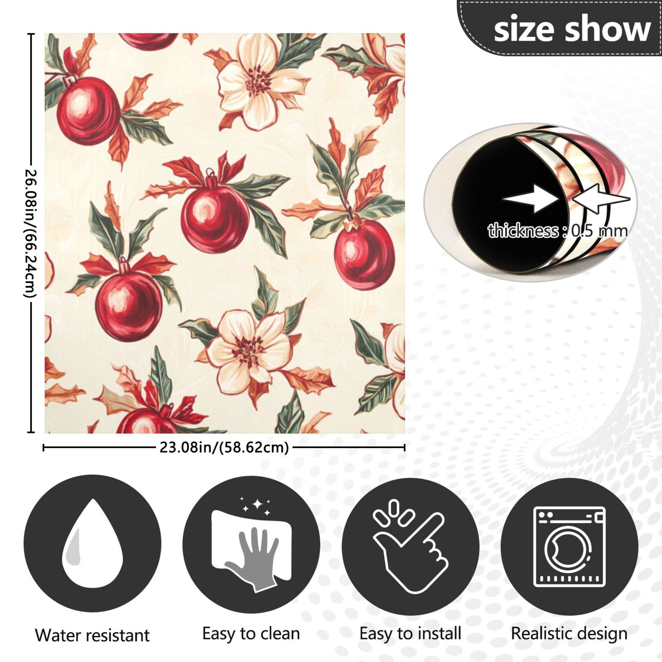 Dishwasher Magnetic Sticker 23x26 Inch Refrigerator Magnetic Sticker Washing Machine Magnetic Sticker Kitchen Panel Magnetic Sticker Home Decor Christmas Red Ball