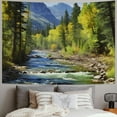 thumbnail image 2 of Fenyluxe  Nature Mountain Forest Tapestry, Scenic Green Pine Tree Waterfall Landscape Wall Hanging Tapestries for Home Office Dorm Indoor and Outdoor Decoration 60x50inch, 2 of 6