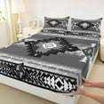 thumbnail image 3 of jejeloiu Gray White Geometric Twin Sheet Sets,Boho Exotic Style Twin Fitted Sheet,Rustic Aztec Rhombus Flat Sheet For Adults,Super Cozy Room Decor,3pcs, 3 of 7